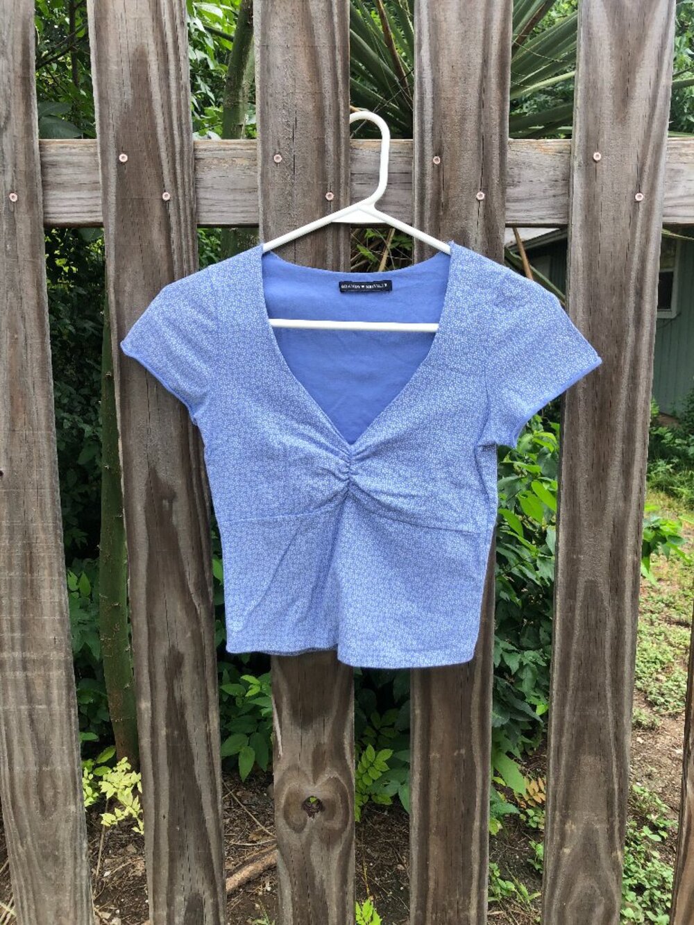 Brandy Melville Blue V-neck Girls/Big Girls Top, Size Small